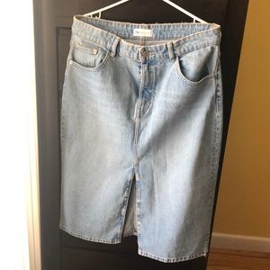 Zara Midi Denim Jean Skirt with front slit